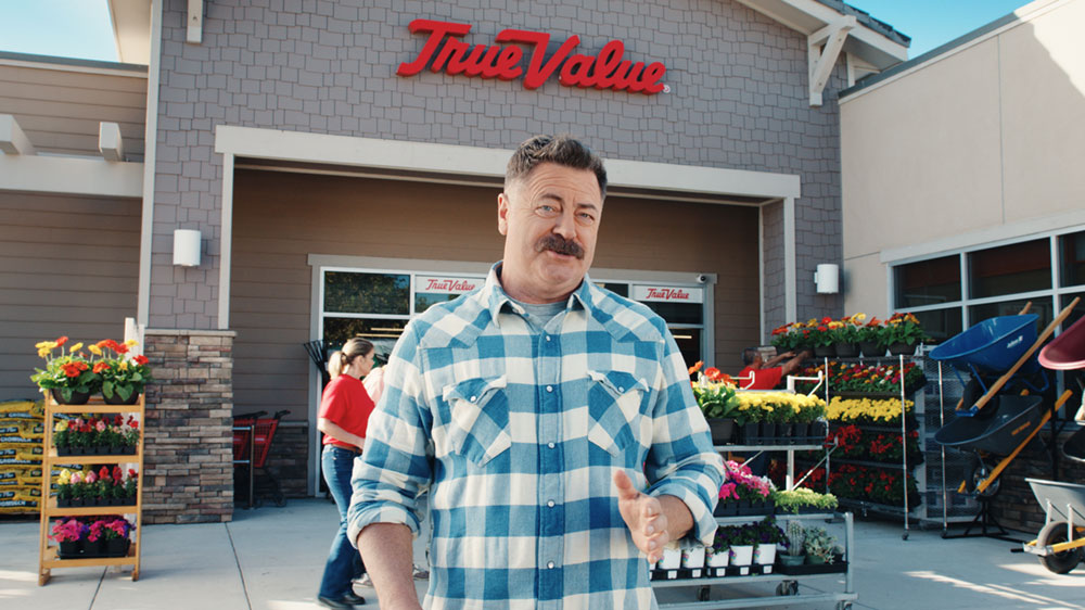 Offerman in front of TV store True Value Launches “Your Project, Your Way” Campaign Starring Nick Offerman