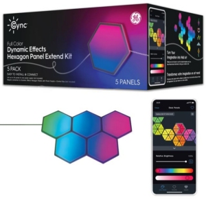 GE Lighting Cync Dynamic Effects Smart LED Hexagon Panels 1 GE Hexagon panels GE Lighting Cync Dynamic Effects Smart LED Hexagon Panels